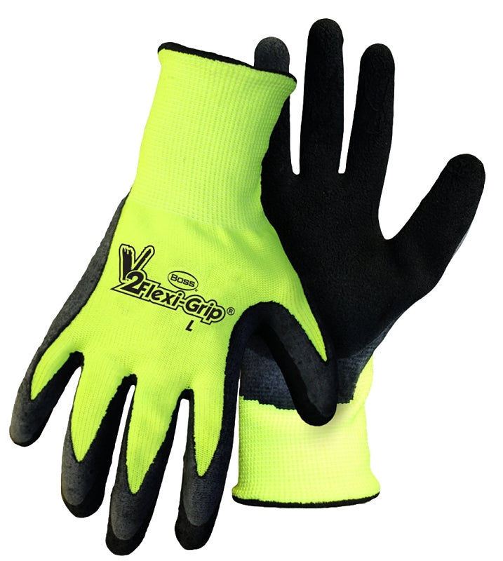 Boss 8412L-3 Work Gloves, L, Latex, Fluorescent