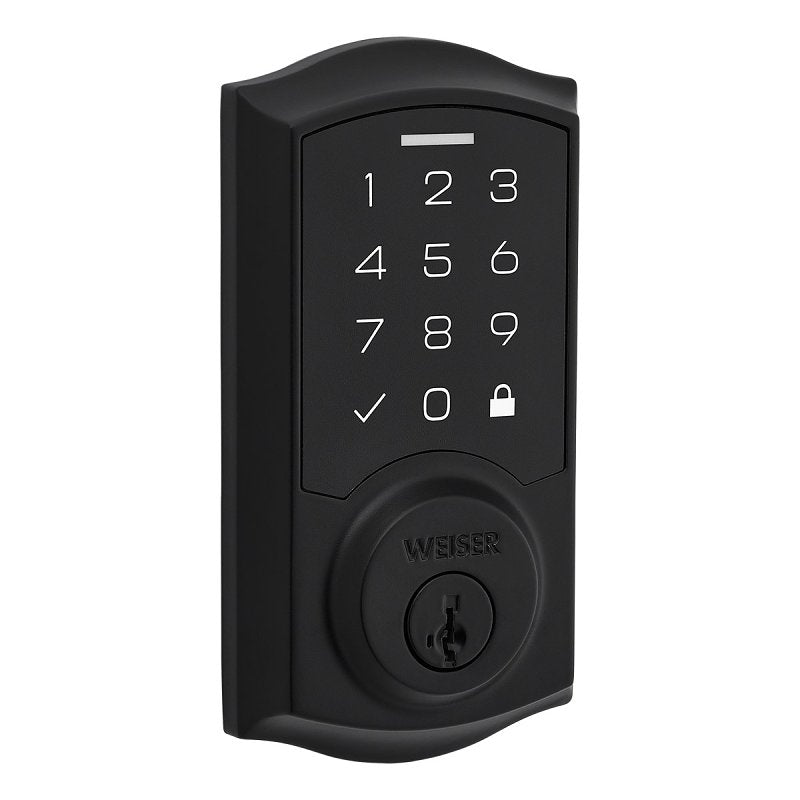 Weiser SmartCode 9GED92700-002 Deadbolt, 2 Grade, Touchpad Key, Zinc, Matte Black, 1-3/8 to 1-3/4 in Thick Door