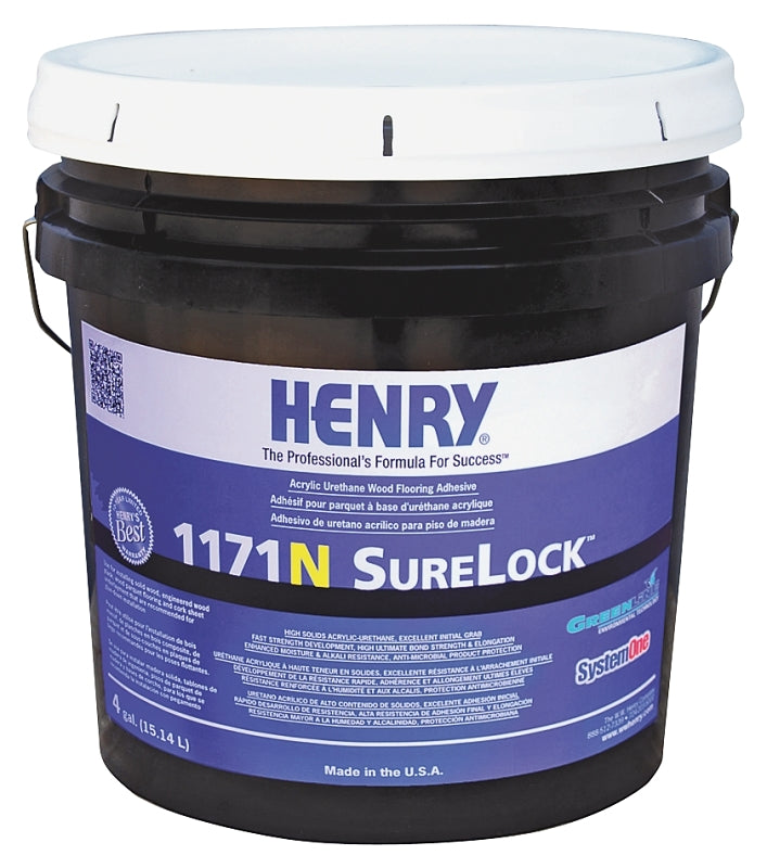 Henry SureLock 12236 Flooring Adhesive, Paste, Mild Solvent, Yellowish Beige, 4 gal, Pail