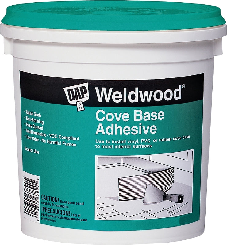 Weldwood 25053 Cove Base Construction Adhesive, Off-White, 1 qt, Can