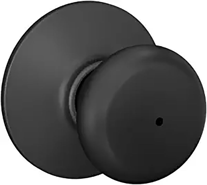 Schlage F Series F40 V PLY 622 Privacy Door Lockset, Round Design, Knob Handle, Matte Black, Metal, Yes