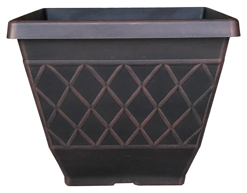 Southern Patio HDR-054856 Planter, Square, Resin, Brown, Textured