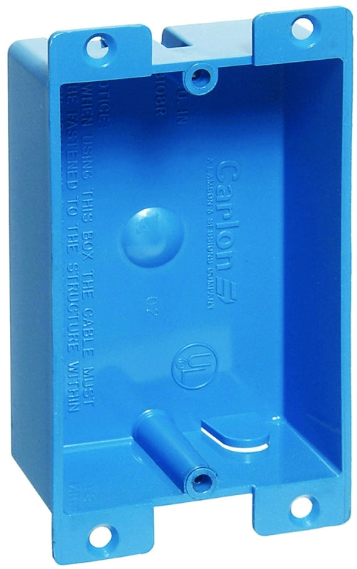 Carlon B108R-UPC Outlet Box, 1 -Gang, PVC, Blue