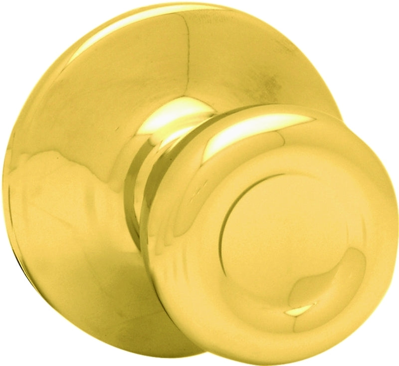 Kwikset 200T 3 RCAL RCS V1 Passage Knob, Zinc, Polished Brass, 2-3/8, 2-3/4 in Backset, 1-3/4 to 1-3/8 in Thick Door