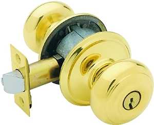 Schlage Georgian Series F51A GEO 505 Entry Knob Set, Knob Handle, Bright Brass, Metal, C Keyway, Residential, Yes
