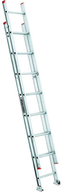 Louisville L-2321-16 Extension Ladder, 193 in H Reach, 200 lb, Aluminum
