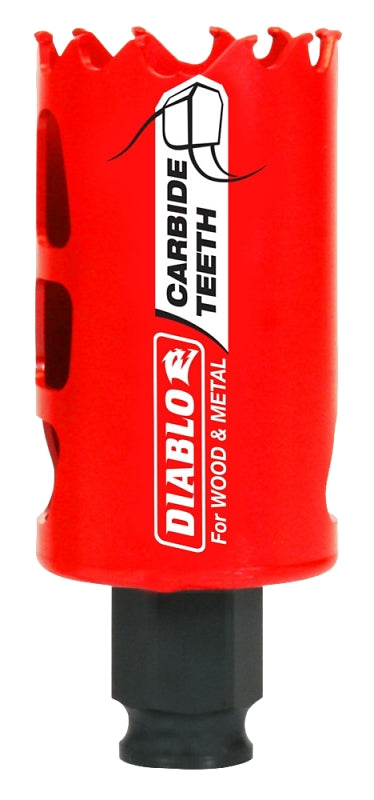 Diablo DHS1500CT GP Hole Saw, 1-1/2 in Dia, 2-3/8 in D Cutting, 3/8 in Arbor, Carbide Cutting Edge