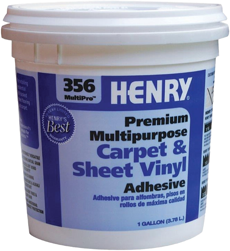 Henry 356C MultiPro 12073 Carpet and Sheet Adhesive, Paste, Mild, Pale Yellow, 1 gal, Pail