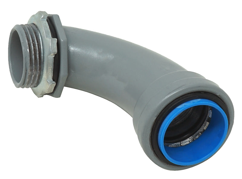 Southwire SIMPush 67600301 Liquidtight Connector, 90 deg Angle, 3/4 in Push-On, PVC