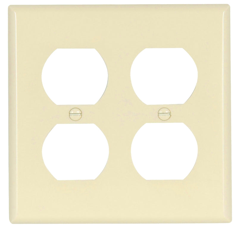 Eaton Wiring Devices 2150LA-BOX Receptacle Wallplate, 4-1/2 in L, 4-9/16 in W, 2 -Gang, Thermoset, Light Almond