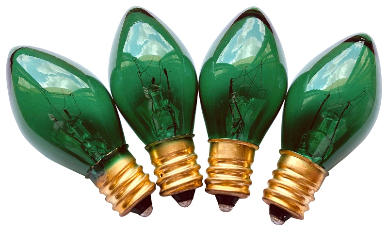 Hometown Holidays 19115 Light Bulb, 5 W, Candelabra Lamp Base, Incandescent Lamp, Transparent Green Light