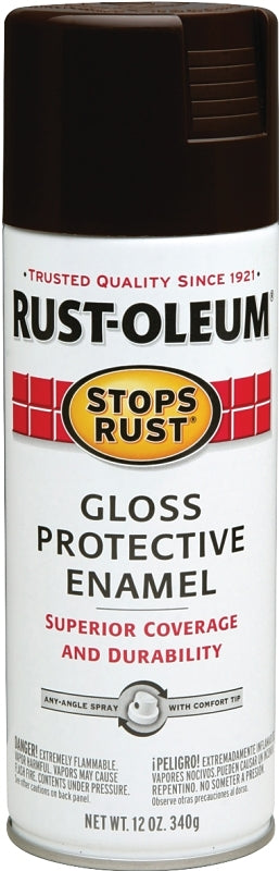 Stops Rust 262661 Rust Preventative Spray Paint, Gloss, Dark Walnut, 12 oz, Can