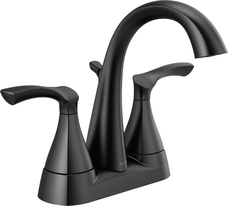 Delta SANDOVER Series 25748LF-BL Centerset Bathroom Faucet, 1.2 gpm, 2-Faucet Handle, 3-Faucet Hole, Plastic