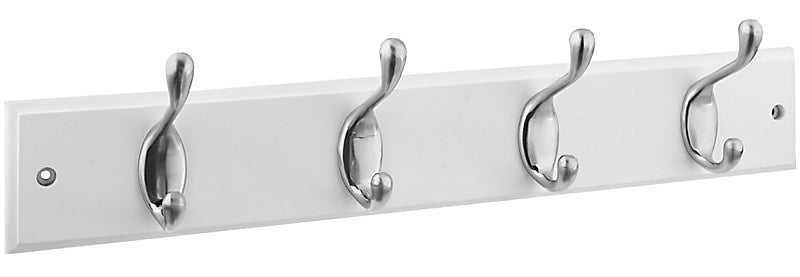 National Hardware DPV8170 S813-030 Hook Rail, 4-Hook, Wood, Satin Nickel