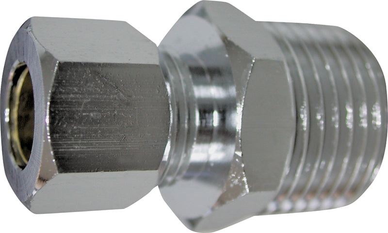 Exclusively Orgill PMB-260LFB Water Supply Connector, 1/2 x 3/8 in, MIP x Compression, Brass, Chrome