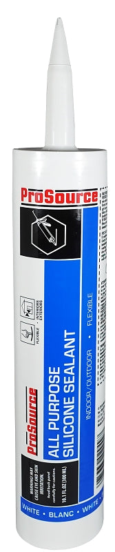 ProSource 68508CA All Purpose Silicone Sealant, White, 10.1 oz Cartridge