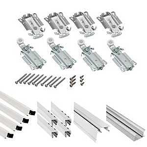 RENIN BP114K-07200-BW Panel Door Kit, 72 in L Track, Metal, For: 1/8 to 5/32 mm Door Panels