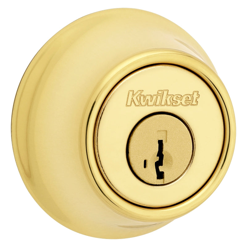 Kwikset 660 3 RCAL RCS Deadbolt, Different Key, Steel, Polished Brass, 2-3/8 to 2-3/4 in Backset, Pin, Tumbler Keyway