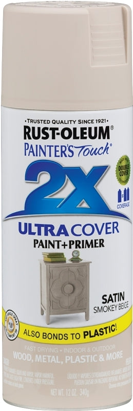 2X Ultra Cover 334092 Spray Paint, Satin, Smokey Beige, 12 oz, Can