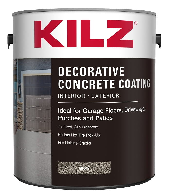 Kilz L378711 Decorative Concrete Coating, Gloss, Gray, 1 gal