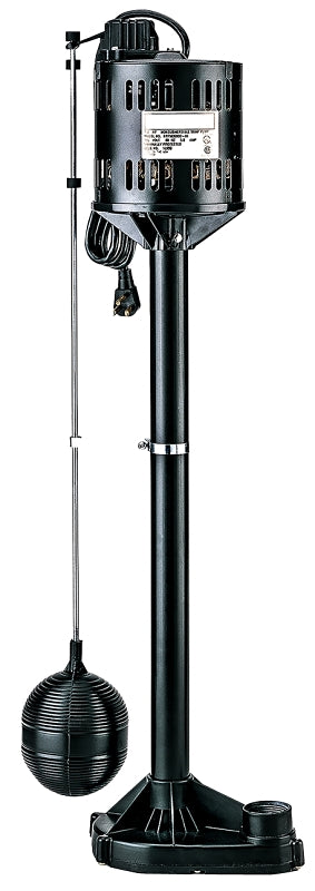 Simer 5020B-04 Sump Pump with Float Switch, 3.5 A, 115 V, 0.33 hp, 1-1/4 in Outlet, 3480 gph, Thermoplastic