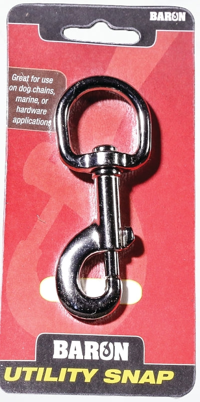 BARON C-225-1 Bolt Snap, 110 lb Working Load, Zinc-Aluminum Alloy, Nickel