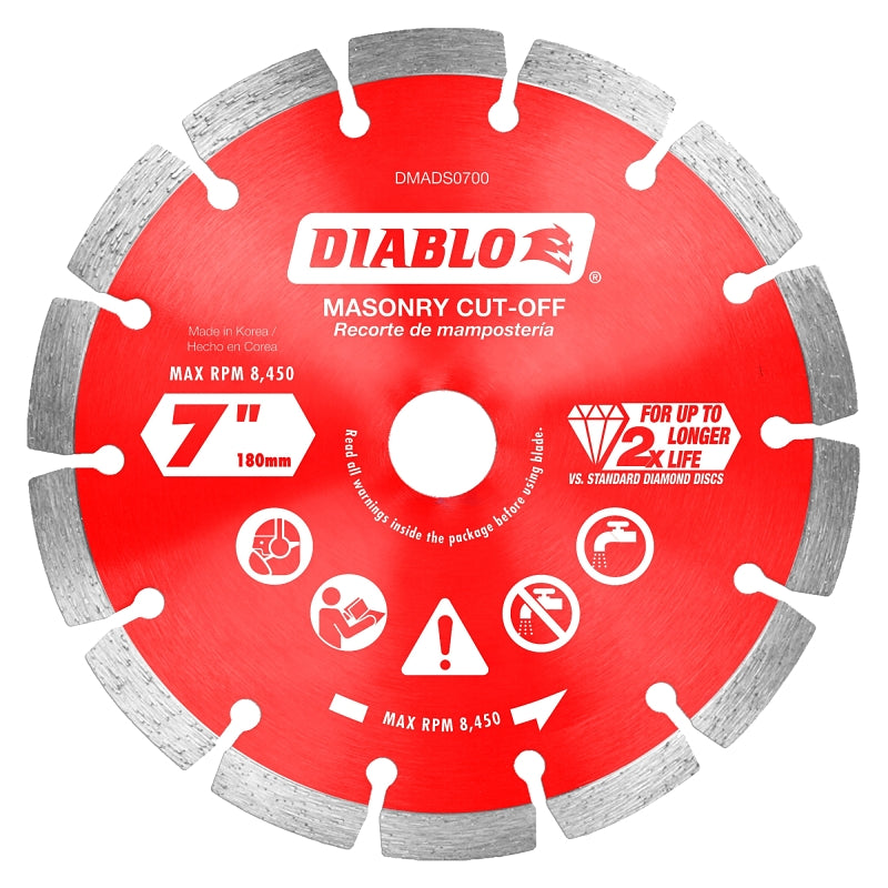 Diablo DMADS0700 Saw Blade, 7 in Dia, Segmented Rim