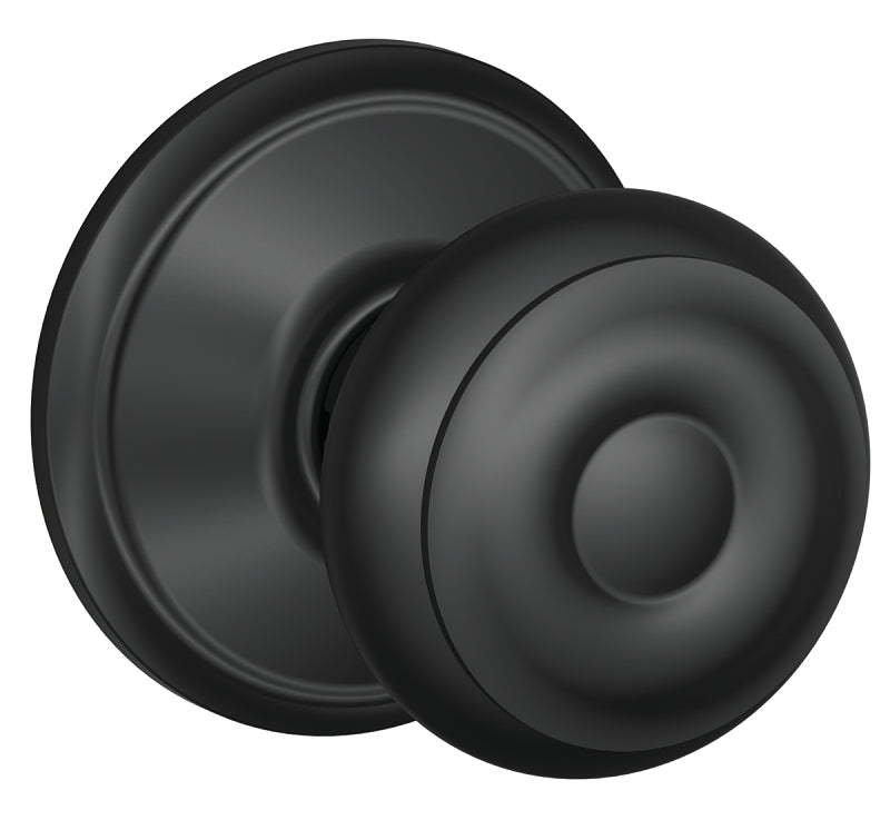 Schlage Georgian Series F10 GEO 622 Passage Knob, Knob Handle, Metal, Matte Black, 2-3/8, 2-3/4 in Backset