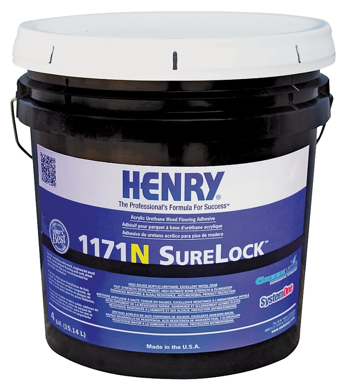 Henry SureLock 12235 Flooring Adhesive, Paste, Mild Solvent, Yellowish Beige, 1 gal, Tub