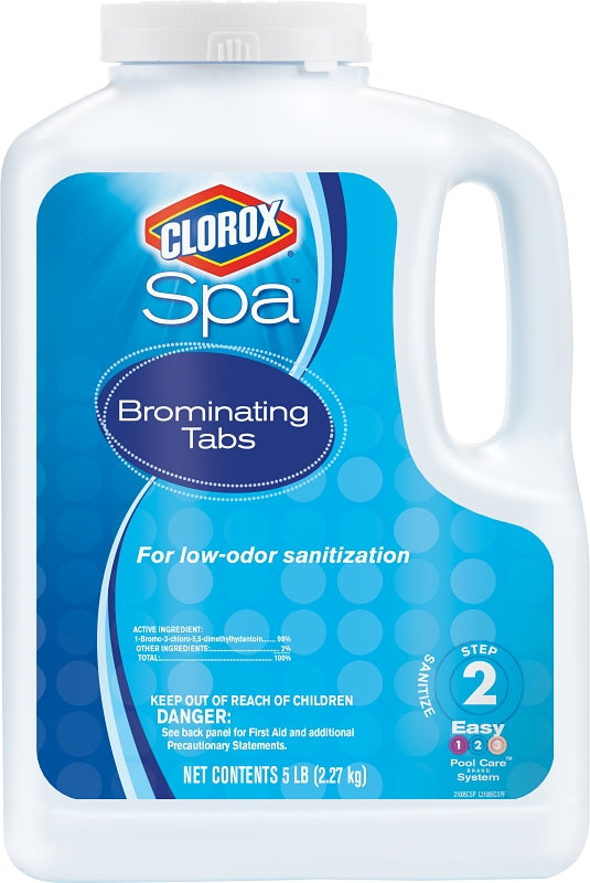 Clorox Spa 21005CSP Brominating Tablet, 5 lb, Tablet, Faint Halogen, White