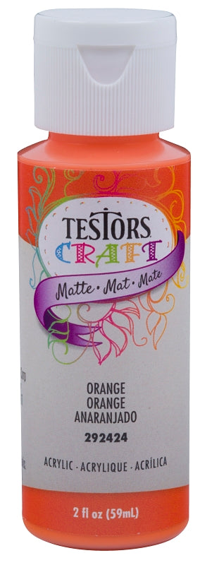 Testors 292424A Acrylic Craft Paint, Matte, Orange, 2 oz, Bottle