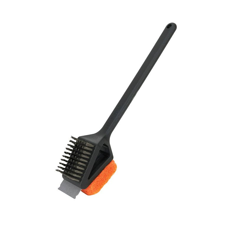 Mr. BAR-B-Q 60320Y Dual Head Grill Brush with Scrub Pad, Stainless Steel Bristle, Easy-Grip Handle