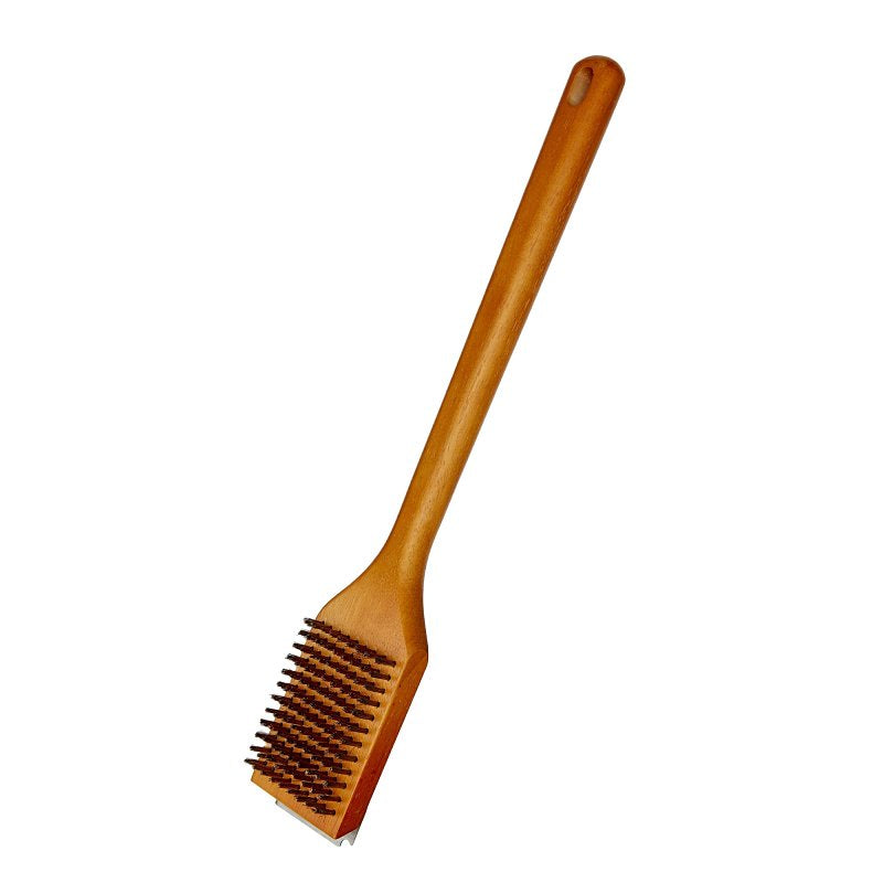 Mr. BAR-B-Q 60318Y Grill Brush with Scraper, Stainless Steel Bristle, Wood Handle