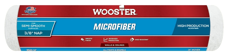 Wooster R523-14 Roller Cover, 3/8 in Thick Nap, 14 in L, Microfiber Cover