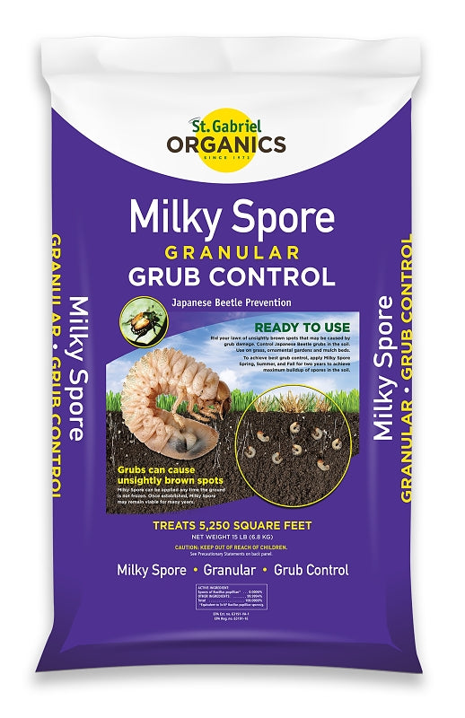 St. Gabriel ORGANICS 80015-4 Milky Spore Grub Control, Powder, Lawn Spreader Application, Lawn, 15 lb