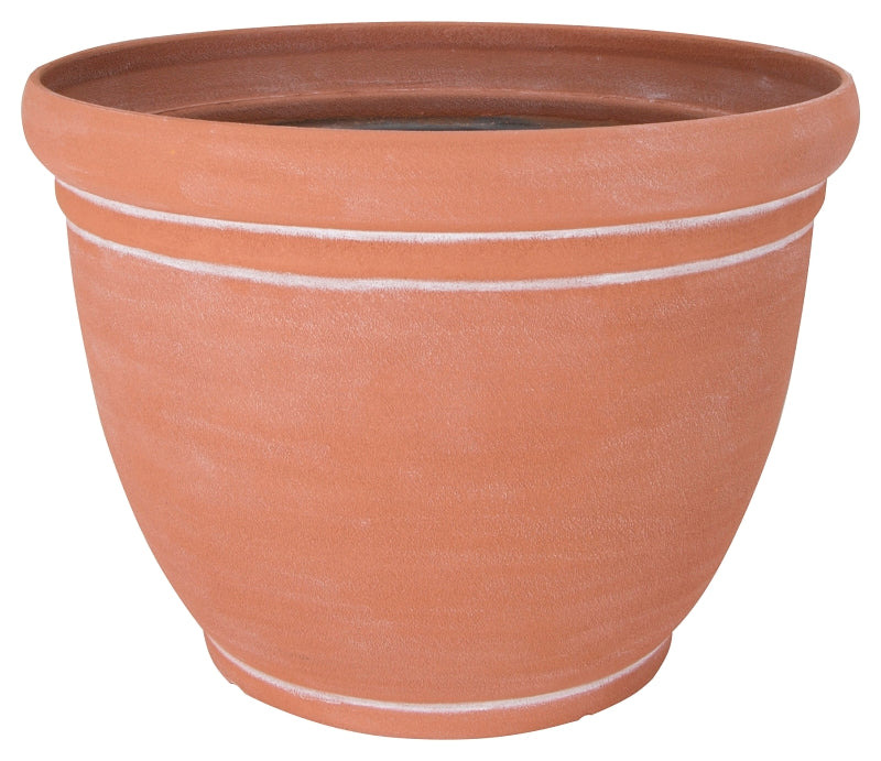 Landscapers Select Planter, 18 in Dia, Round, Resin, Terra Cotta