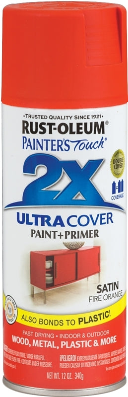 2X Ultra Cover 263149 Spray Paint, Satin, Fire Orange, 12 oz, Can