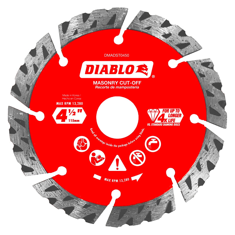 Diablo DMADST0450 Saw Blade, 4-1/2 in Dia, Segmented Rim