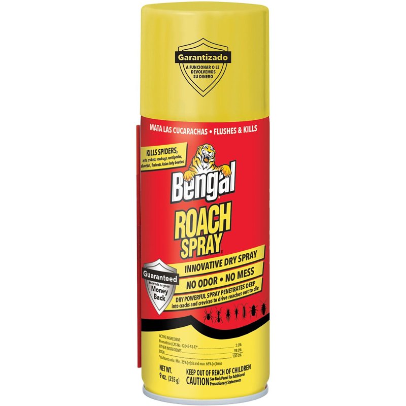 Bengal 92465 Roach Spray, Liquid, Spray Application, Indoor, Outdoor, 9 oz Aerosol Can