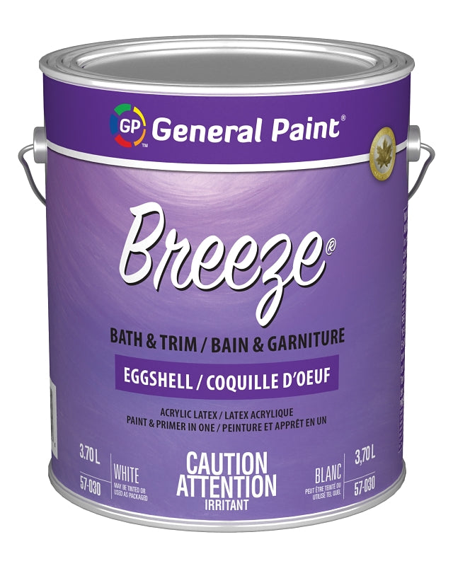 General Paint 57-030-16 Kitchen and Bath Paint, Eggshell, White, 1 gal, Latex Base