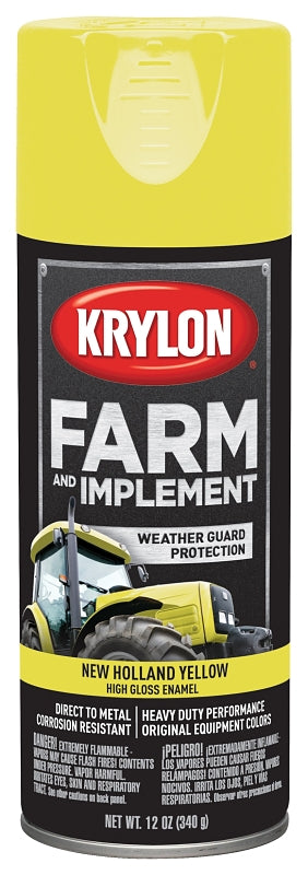 Krylon K01949000 Farm Equipment Spray, High-Gloss, New Holland Yellow, 12 oz