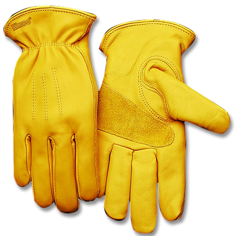 Heatkeep 198HK-XL Premium-Grade Driver Gloves, Men's, XL, 11 in L, Keystone Thumb, Easy-On Cuff, Cowhide Leather, Gold
