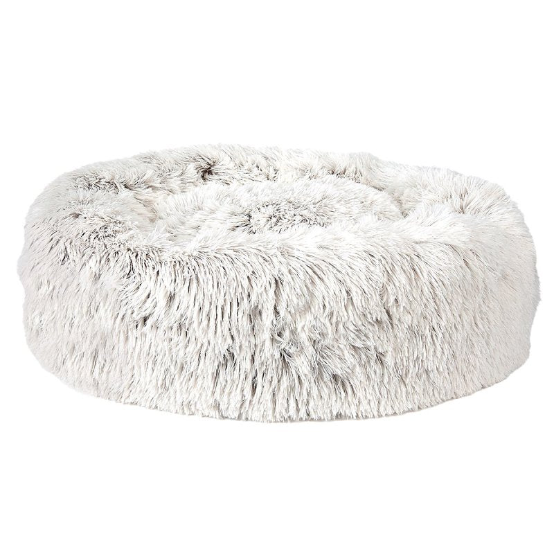 Slumber Pet ZW1652 18 11 Plush Cuddler Bed, 18 in L, 11 in W, Round, Bumper Style Pattern, Polyester Cover, Cream