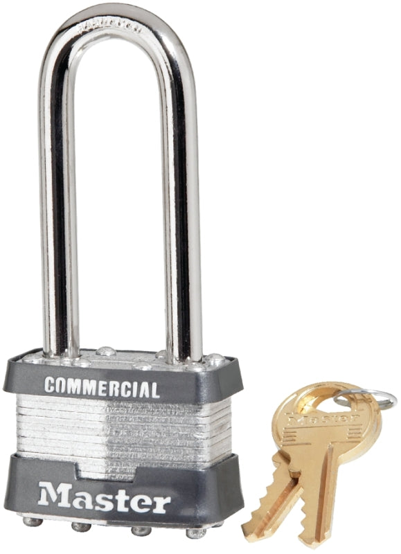 Master Lock 1KALJ 2729 Padlock, Keyed Alike Key, 5/16 in Dia Shackle, 2-1/2 in H Shackle, Nickel Hardened Steel Shackle