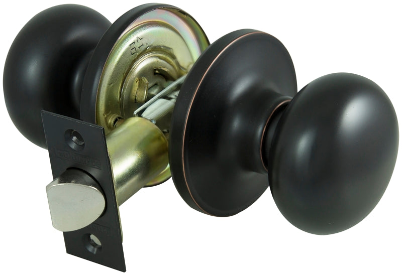 ProSource TFX730V-PS Passage Door Lockset, Knob Handle, Metal, Aged Bronze, 2-3/8 to 2-3/4 in Backset, 44 x 57 mm Strike