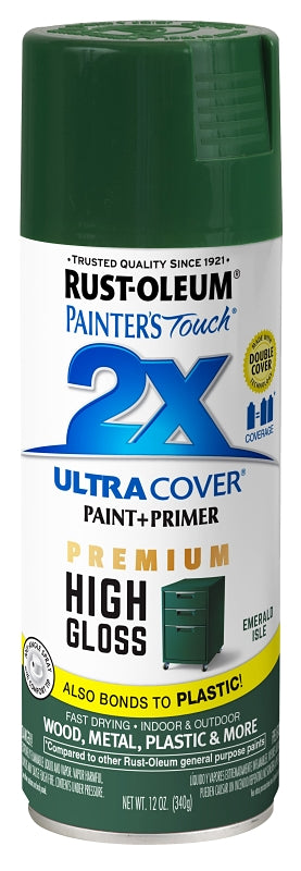 Painter's Touch Ultra Cover 366989 General-Purpose Paint, High-Gloss, Emerald Isle, 12 oz, Aerosol Can