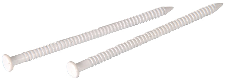 Hillman 532662 Panel Nail, 1-5/8 in L, Steel, Tempered, Flat Head, Ring Shank, White, 1.5 oz
