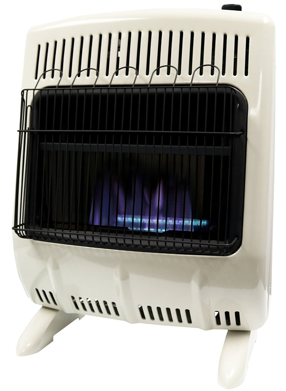 Mr. Heater MHVFDF20BFT Vent-Free Blue Flame Dual Fuel Heater, 20 lb Fuel Tank, Liquid Propane, Natural Gas, White