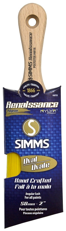 Renaissance 6018-50 Oval Sash Brush, 2 in W, Polyester Bristle, Short Handle