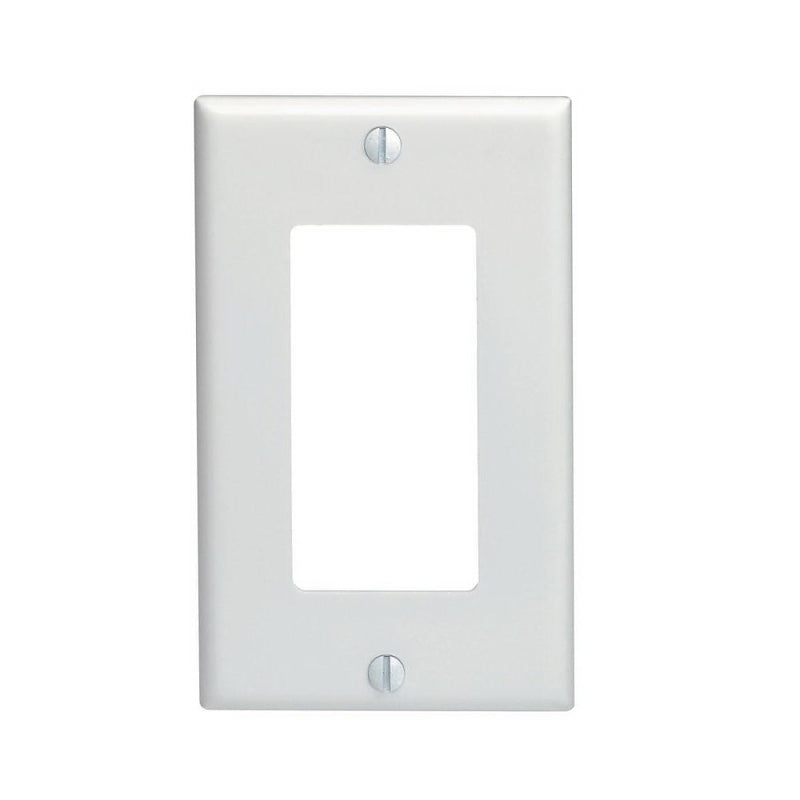 Decora 80401-W Wallplate, 4-1/2 in L, 2-3/4 in W, 1 -Gang, Thermoset Plastic, White, Smooth